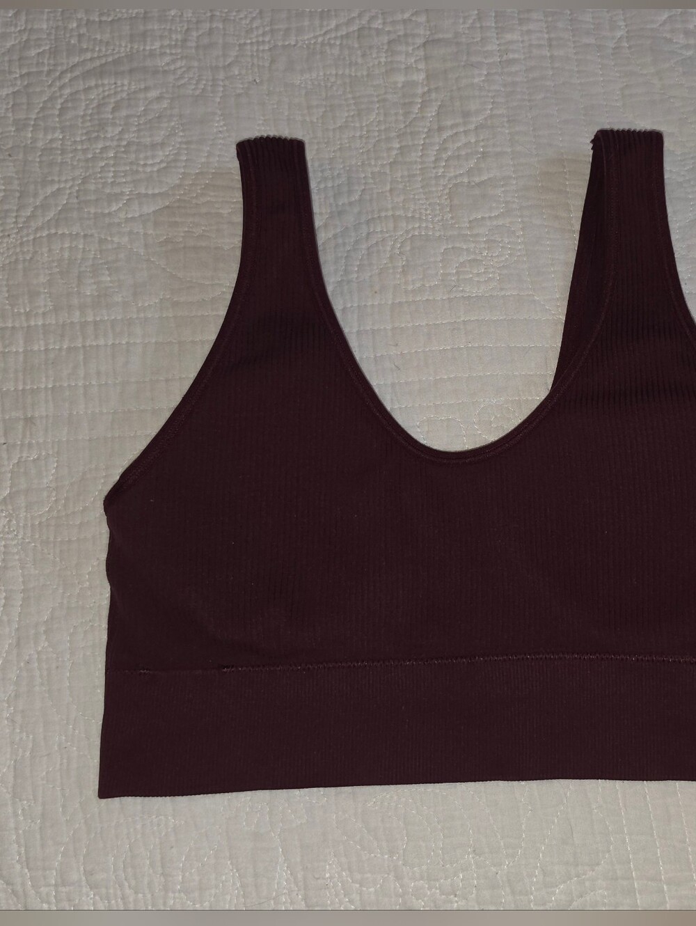 Aerie Ribbed Scoop Crop Tank Bra in Burgundy